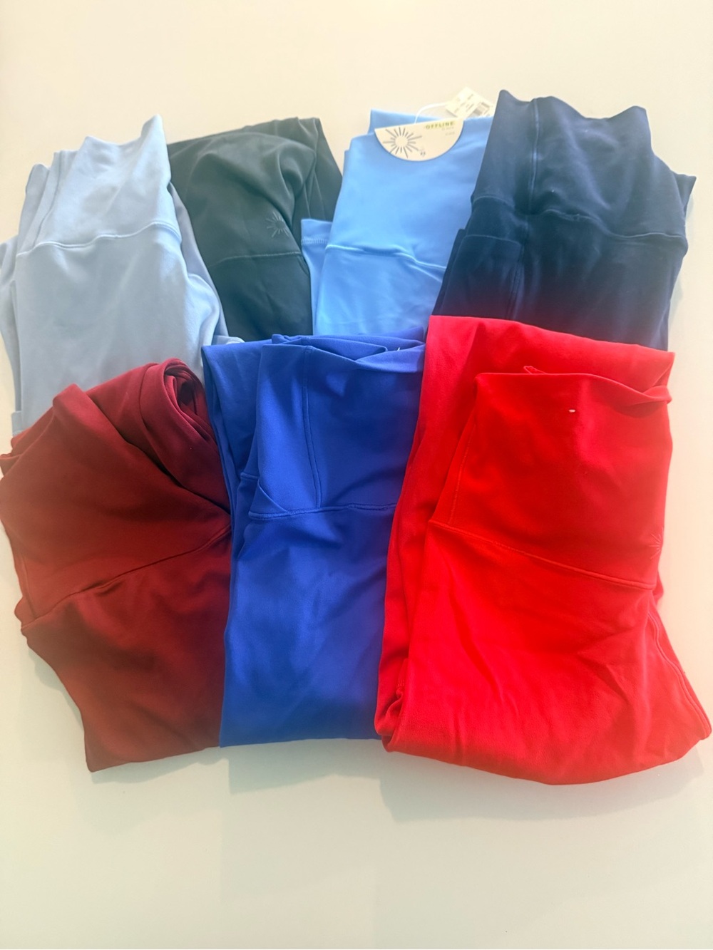 Lot of 7 pairs- Kids Performance Leggings - Blue, Red, Navy, Maroon, Light Blue
